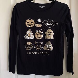 Children’s Place Halloween Tshirt Long Sleeve Girl’s XXL 16 BLACK SpookySquad